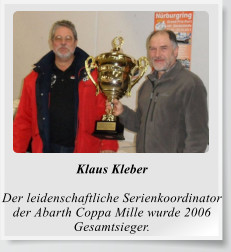 Klaus Kleber  Der leidenschaftliche Serienkoordinator  der Abarth Coppa Mille wurde 2006 Gesamtsieger.
